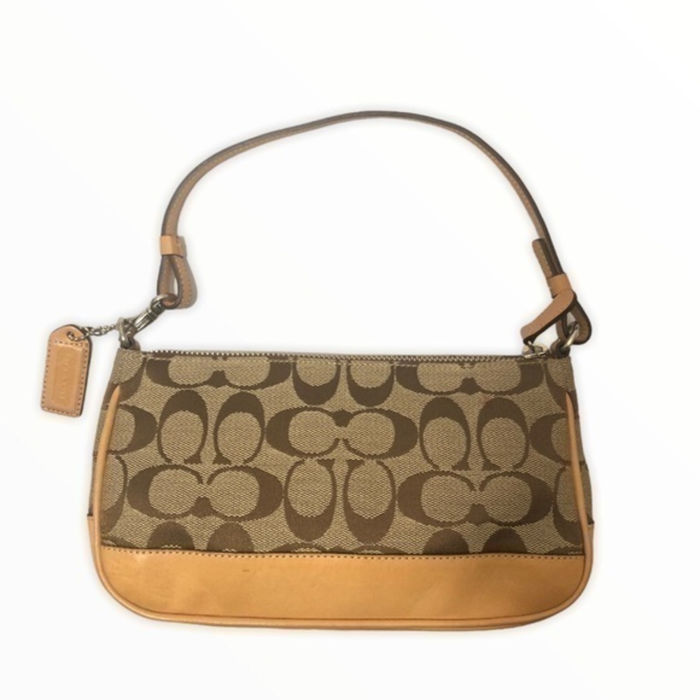 Coach vintage hamptons demi signature brown khaki & leather mini bag